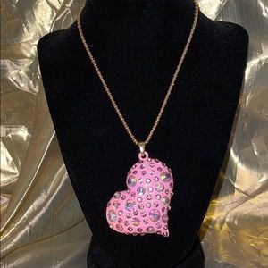 Designer Betsey Johnson Pink Heart Necklace